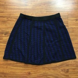 Design History Women's Blue Black Knit Herringbone Fit & Flare Mini Skirt Size M